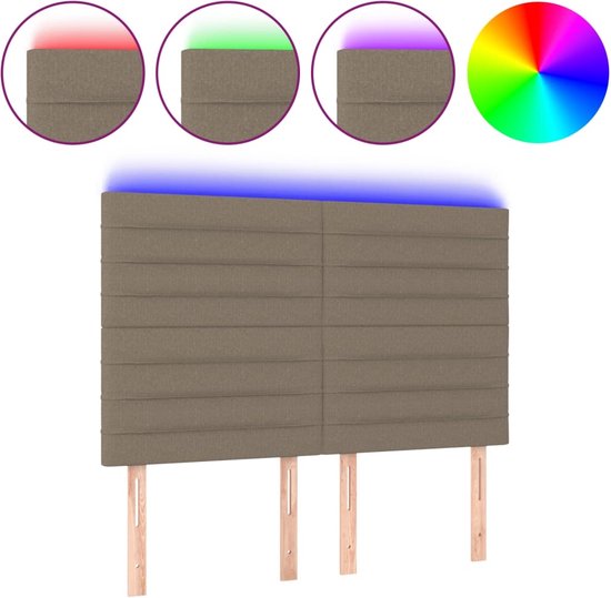 Tête de lit vidaXL avec Siècle des Lumières LED 144 x 5 x 118/128 cm Taupe