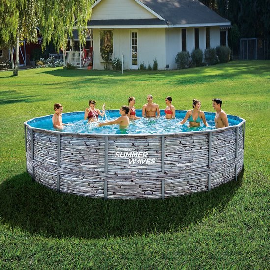 SummerWaves – Panier De Basket Pour Piscine Hors Sol – PVC Robuste – Ballon Inclus – Été