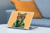 Laptop sticker - 10.1 inch - Dieren - Kat - Bril - Bloemen - Hippie - 25x18cm - Laptopstickers - Laptop skin - Cover