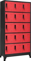 vidaXL - Lockerkast - 90x40x180 - cm - staal - antracietkleurig - en - rood