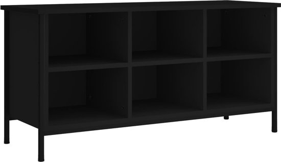 vidaXL - Schoenenkast - 100x35x50 - cm - bewerkt - hout - zwart