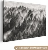 Canvas Schilderij Landschap - Mist - Bos - Natuur - 30x20 cm - Wanddecoratie