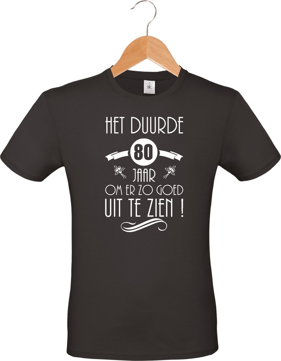 Het duurde 80 jaar - unisex - T-shirt - 100% katoen - BBQ - barbecue - verjaardag en feest - cadeau - kado - unisex - zwart - maat XL