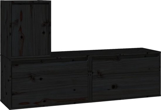 vidaXL - Tv-meubelen - 3 - st - massief - grenenhout - zwart