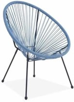 MANA Designer fauteuil in eivorm - pastelblauw plastic touw