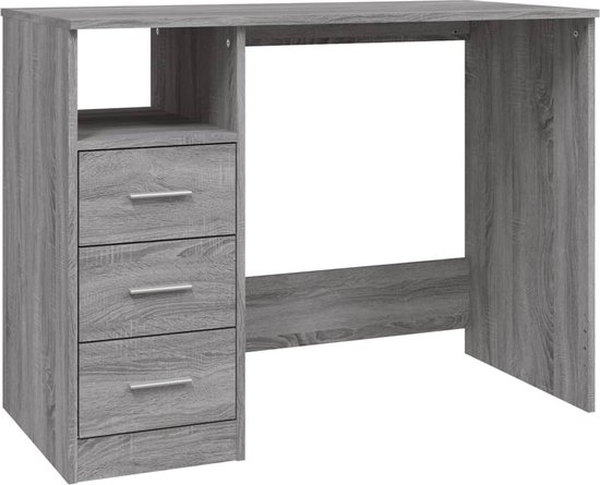 vidaXL Bureau avec tiroirs Chêne Sonoma gris 102 x 50 x 76 cm Bois traité