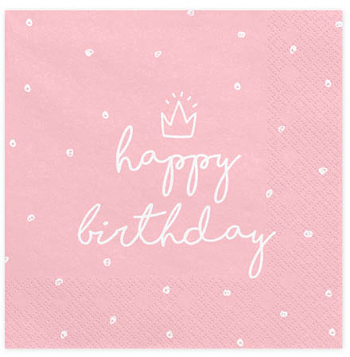 PartyDeco - Servetten Happy Birthday Roze / Wit 20 stuks