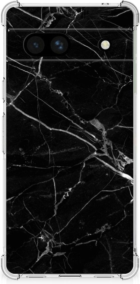 Google Pixel 7A Anti-Shock Hoesje Marmer Zwart - Origineel Cadeau Vader