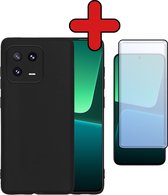 Hoesje Geschikt voor Xiaomi 13 Pro Hoesje Siliconen Case Hoes Met Screenprotector - Hoes Geschikt voor Xiaomi 13 Pro Hoes Cover Case - Zwart
