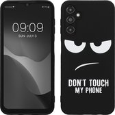 kwmobile telefoonhoesje geschikt voor Samsung Galaxy A14 5G - Hoesje voor smartphone in wit / zwart - Backcover van TPU - Don't Touch My Phone design