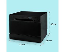 Klarstein Vaatwasser Mini voor 8 Couvert, Stille Kleine UV-vaatwasser met 6 Programma’s, Kleine Tafelvaatwasser voor Thuis, Kantoor en Camping, Mini Vaatwasser met Wateraansluiting - Vaatwasmachine Afwasmachine - 8 Maatgedekken 50 cm 1620W