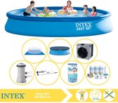 Intex Easy Set Zwembad - Opblaaszwembad - 457x84 cm - Inclusief Afdekzeil, Onderhoudspakket, Filter, Grondzeil, Stofzuiger en Warmtepomp CP