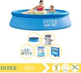 Intex Easy Set Zwembad - Opblaaszwembad - 244x61 cm - Inclusief Afdekzeil, Onderhoudspakket, Filter en Zwembadtegels