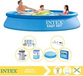 Intex Easy Set Zwembad - Opblaaszwembad - 305x61 cm - Inclusief Solarzeil, Onderhoudspakket, Zwembadpomp, Filter, Stofzuiger en Zwembadtegels