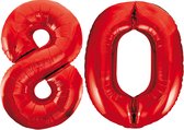 Rode cijfer ballonnen 80.