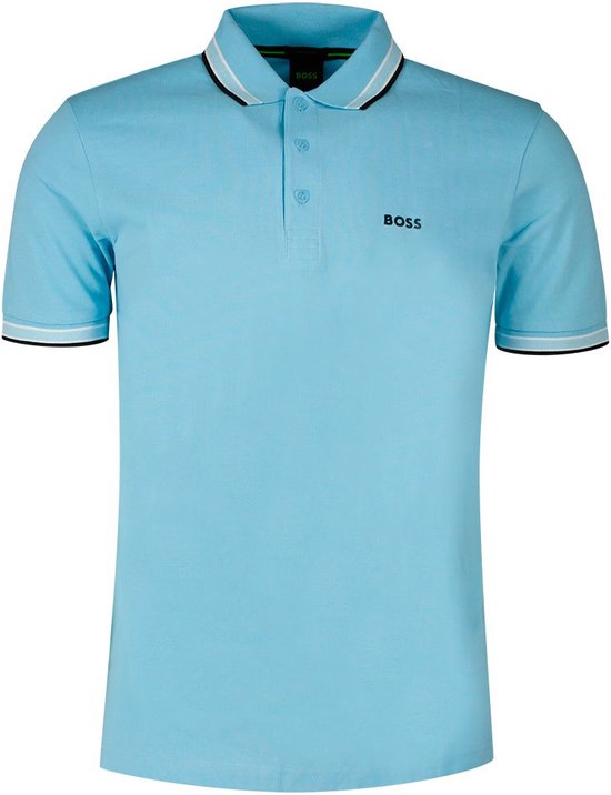 HUGO BOSS Paddy regular fit polo - polo à manches courtes pour hommes - bleu clair (contraste) - Taille : 3XL