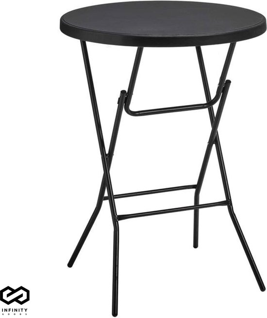 Infinity Goods Sturdy Black Standing Table - Table de Fête - Robuste et Résistant aux Intempéries - Pliable - 80cm x 110cm - Fête - 1 Pièce - Zwart