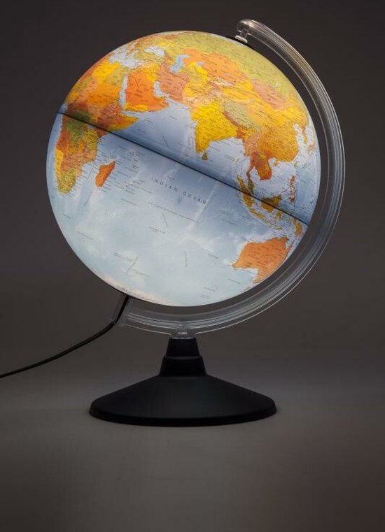 Wereldbol verlicht Ø30cm - wereldbol kinderen - topografie - aardrijkskunde - educatief - wereldbol met verlichting