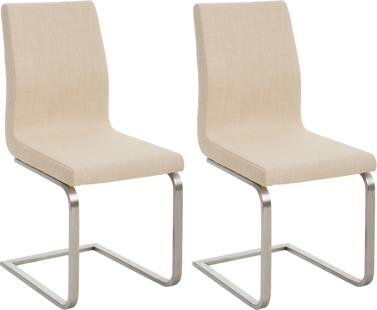 CLP Belfort Set van 2 eetkamerstoelen - Stof - creme