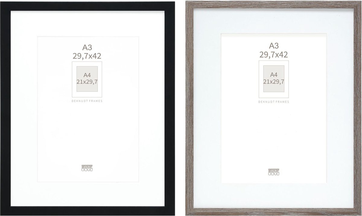 Deknudt Frames fotowand S66KMP 12 - 2 fotokaders - 21x29,7/29,7x42 cm zwart