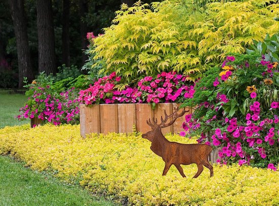 Décoration Jardin Métal Rouillé - Rose Sauvage - 110 Cm De Haut - Patine Naturelle