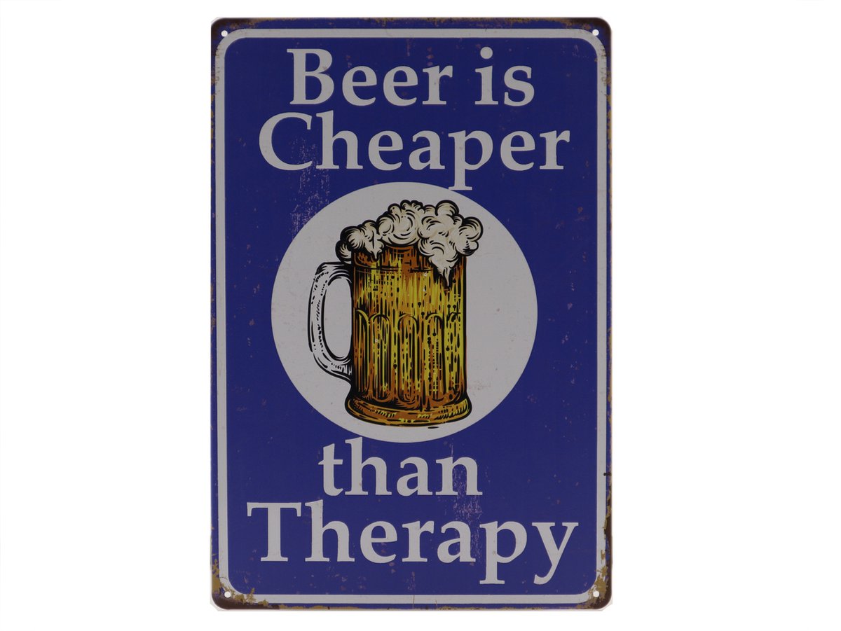 Wandbord Beer Is Cheaper Bier Vintage Retro Wanddecoratie Reclame Bord 5643