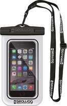 Witte/zwarte waterproof hoes voor smartphone/mobiele telefoon - Met polsband - Telefoonhoesjes waterbestendig