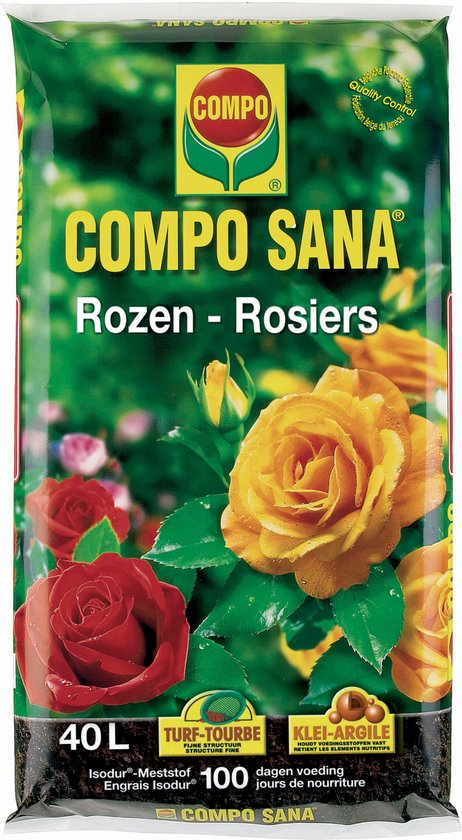 COMPO SANA Bodemverbeteraar Rozen - voor stevige planten en een prachtige bloei - verrijkt met meststof - zak 40 L