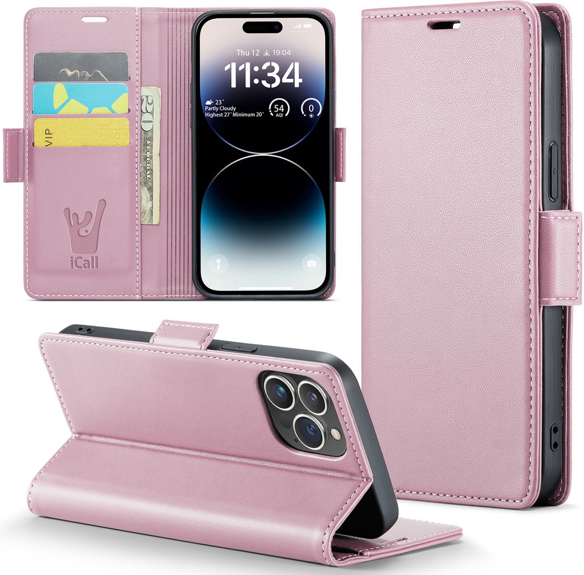 Hoesje geschikt voor iPhone 14 Pro - HyperCase Book Cover Kunstleer Rose