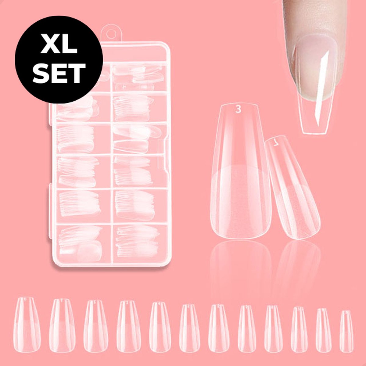 Goedkoopste Renalux - Nageltips Coffin - Nageltips voor Gelnagels - Nageltips Naturel - Nageltips Transparant Set - Nepnagels - Kunstnagels - Plaknagels - Press On Nails - 120 Stuks