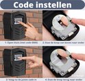 Handleiding: code instellen. Stap 1: Open kluis (code 0000). Stap 2: Duw knop. Stap 3: Voeg code toe. Stap 4: Duw knop terug.
