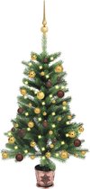 vidaXL - Kunstkerstboom - met - verlichting - en - kerstballen - 90 - cm - groen
