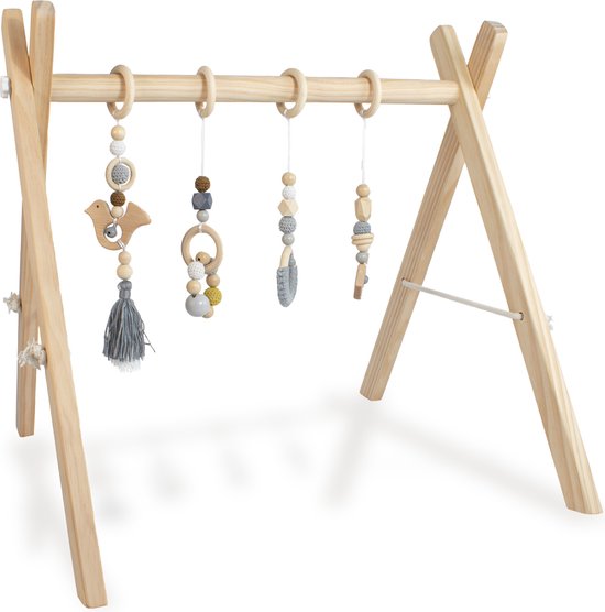 Babiem Babygym - Hout - Incl. Speeltjes - Kraamcadeau - 56x56x58cm - Duurzaam