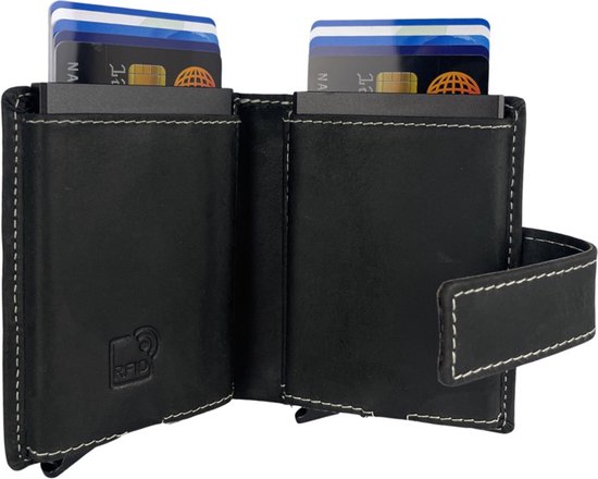 Porte-cartes de crédit double - Porte-cartes - Extensible - Zwart - RFID - Porte-cartes