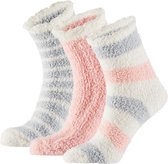 Apollo-Sokken | Bedsokken dames | Roze|Grijs | 3-Pak | One Size | Slaapsokken | Fluffy sokken | Warme sokken