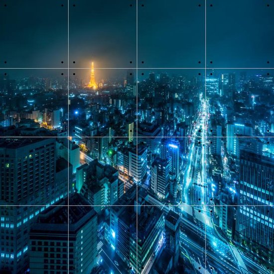 IXXI Tokyo Skyline at Night - Wanddecoratie - Fotografie - 80 x 80 cm