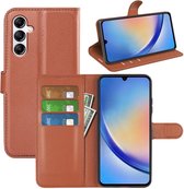 Samsung Galaxy A34 Hoesje - MobyDefend Kunstleren Wallet Book Case (Sluiting Voorkant) - Bruin - GSM Hoesje - Telefoonhoesje Geschikt Voor Samsung Galaxy A34