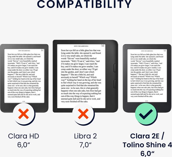 kwmobile e-reader hoesje geschikt voor Kobo Clara 2E hoes - E reader flip case met magnetische sluiting - Ereader cover - design in meerkleurig / zwart / zand van Merkloos — afbeelding 3