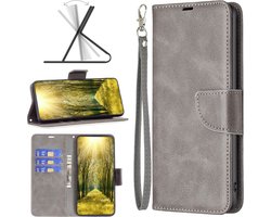 MobyDefend Hoesje - Geschikt voor Motorola Edge 40 Pro - Wallet Book Case Met Koord - Grijs