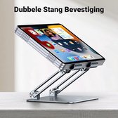 Tablet Standaard Verstelbare Tablet Houder Aluminium Opvouwbare Tablet en Telefoon Tafel Stand Compatibel met iPad Pro Air Mini 6 iPhone 14 Galaxy Tab A8 oppervlak tot 13,5 inch (Grijs Blauw)