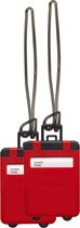 Étiquette de valise Jenson - 2x - rouge - 8 x 5,5 cm - étiquette de valise/bagage à main