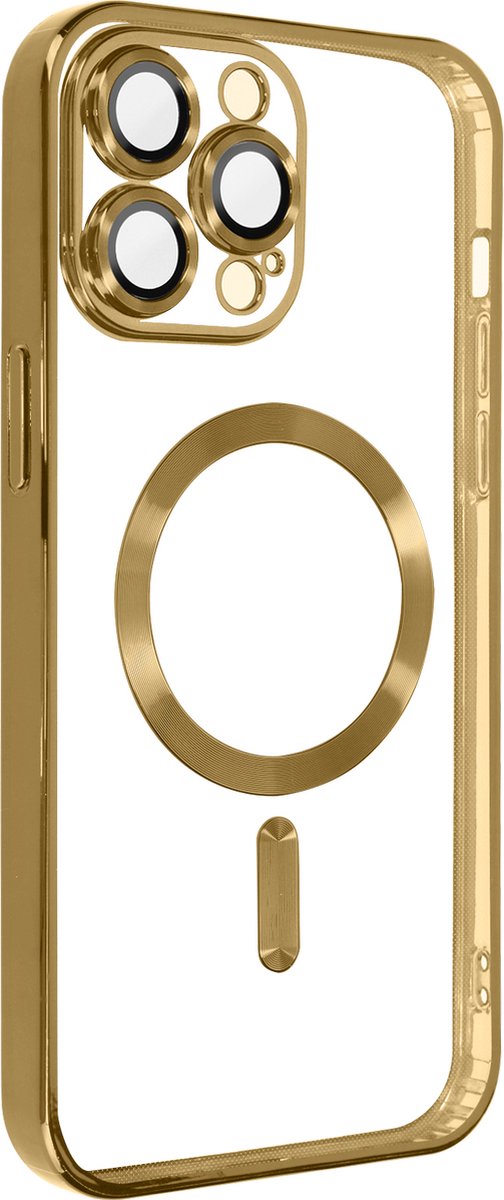 MagSafe Case Geschikt voor Apple iPhone 13 Pro Siliconen Bescherming Camera Chroom Goud