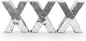 vtwonen Décoration X en métal - Décoration de Noël - Argent - Set de 3 - 31x12,5x4,5 cm