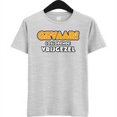 Gevaar! Loslopende Vrijgezel | Vrijgezellenfeest Cadeau Man - Groom To Be Bachelor Party - Grappig Bruiloft En Bruidegom Bier Shirt - T-Shirt - Unisex - Ash Grey - Maat L