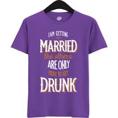 Am Getting Married | Vrijgezellenfeest Cadeau Man - Groom To Be Bachelor Party - Grappig Bruiloft En Bruidegom Bier Shirt - T-Shirt - Unisex - Dark Purple - Maat 3XL