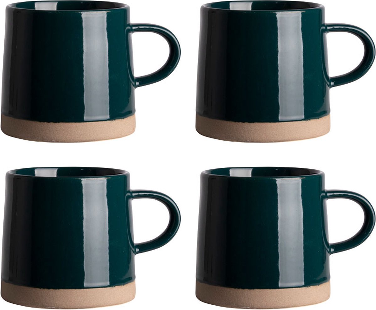 Flanacom Premium koffiekopjes set van 4 bloemendesign - grote keramische koffiebekers ca. 300 ml - kleurrijke theekopjes met handvat - cadeau voor vrouwen - koffiekopjes set 4-delig (Birds