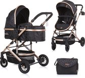 Chipolino Kinderwagen Estelle - Baby wagen - 2 in 1 - Kinderwagen met wieg en stoel - Licht en flexibel - Inclusief luiertas - Ebony