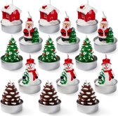 Bol.com THE TWIDDLERS 15 Mini Kerst Theelichtkaarsen 5 Ontwerpen 5x4cm - Kersttafeldecoratie Cadeau voor Familie en Vrienden aanbieding