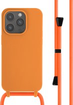 iMoshion Hoesje Geschikt voor iPhone 14 Pro Hoesje Met Koord - iMoshion Siliconen hoesje met koord - Oranje