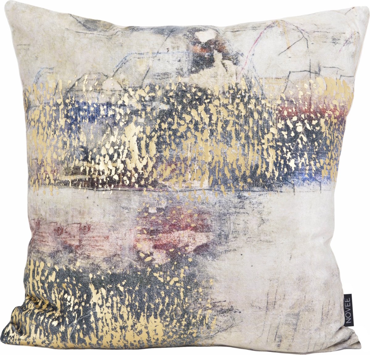 NOVÉE Loué Rush Kussenhoes | Velvet/Viscose | 45 x 45 cm Grijs/Goud